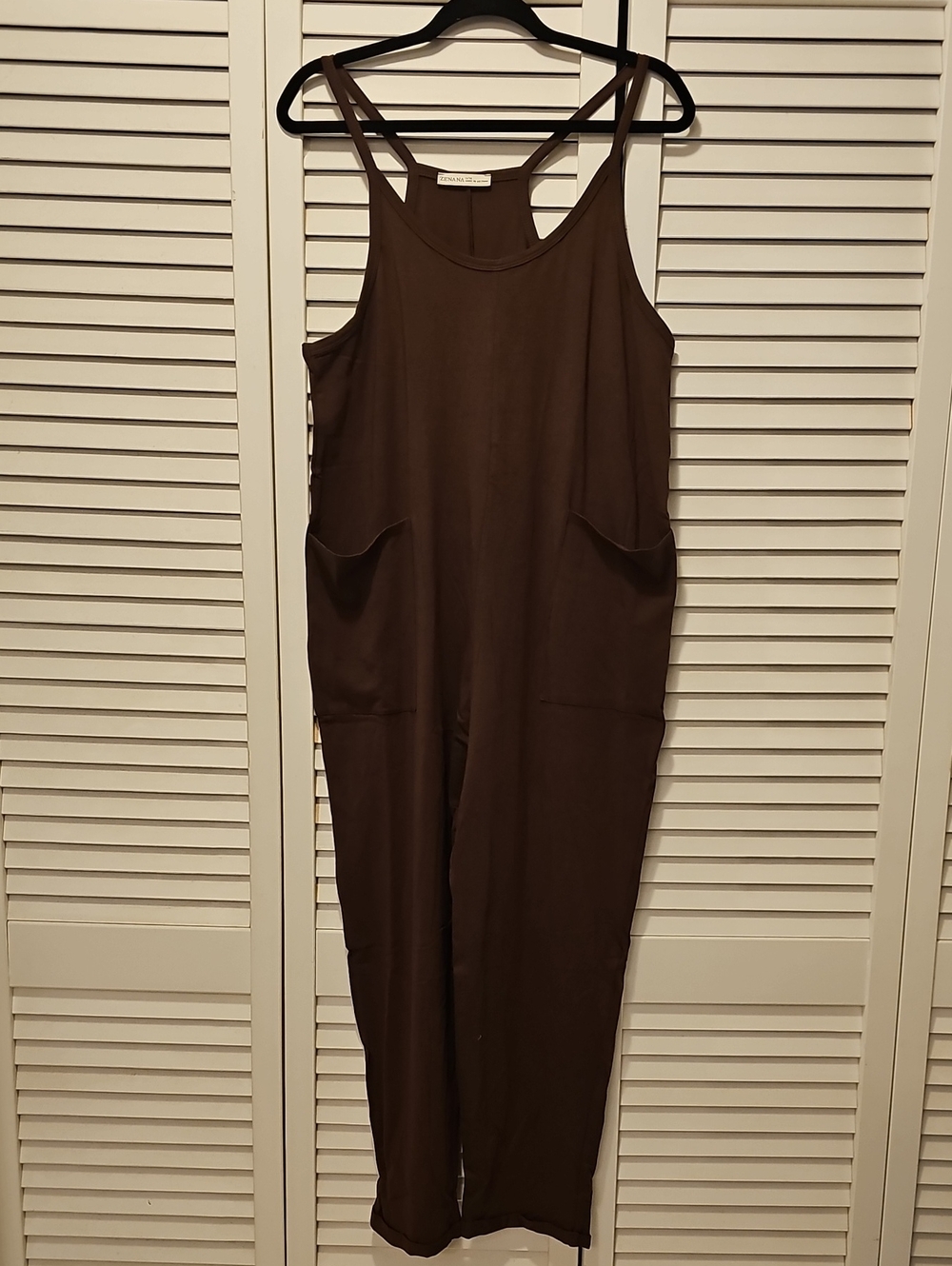 Zenana Brown Sleeveless Jumpsuit